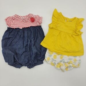 Carter's Just One You Infant Girls Size 3mo Set Of 2 Outfits Romper Tee Shorts